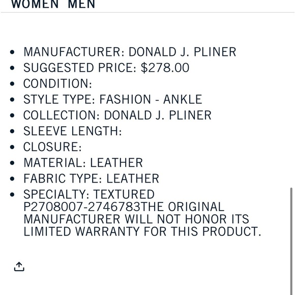 Donald J Pliner Deniz 82 Leather Pointed Toe Ankle Boot NEW Size 7.5 - Picture 12 of 12